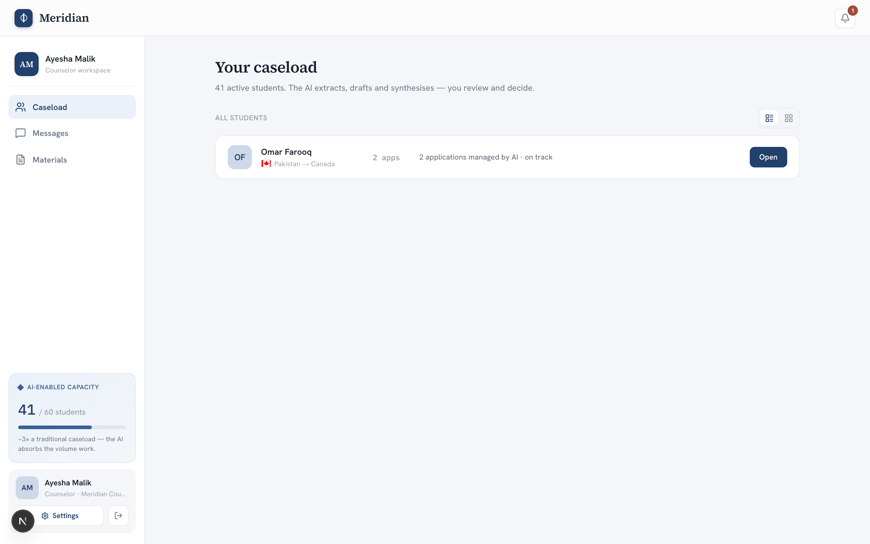 Counselor caseload with AI triage